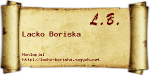 Lacko Boriska névjegykártya